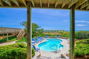 A heated pool - Wedding-friendly beachfront home with private heated pool, hot tub, & elevator (North Topsail Beach)