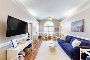 Smart TV, books - 2nd-row modern home with beach access, trailer parking, deck, & outdoor shower (Ocean Isle Beach)