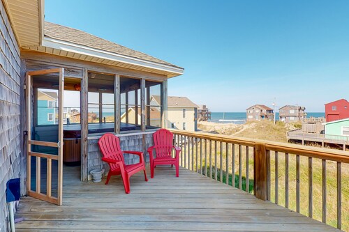 Enjoy a semi-oceanfront getaway, just steps away from easy beach access!