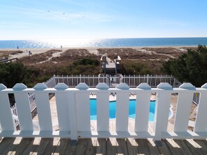Pool - Beautiful oceanfront house w/private pool, central AC, W/D, patio (Holden Beach)