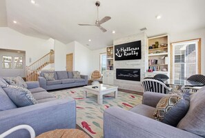 TV - Three-story beachfront home with private pool, hot tub, decks, & ocean views (Hatteras)