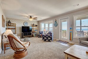 TV, DVD player, books, video library