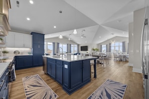 Fridge, microwave, oven, stovetop - Oceanview Home with private pool and close beach access (North Topsail Beach)