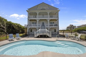 Pool - Oceanview Home with private pool and close beach access (North Topsail Beach)