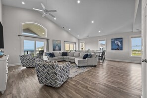 TV - Beautiful ocean view home with private pool and hot tub with direct beach access (North Topsail Beach)