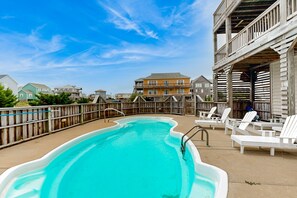 Pool - Inviting house with central AC, private pool, hot tub, ocean views, & W/D (Hatteras)
