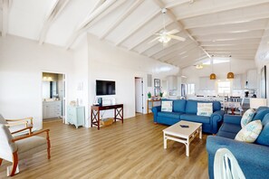 TV, DVD player, books