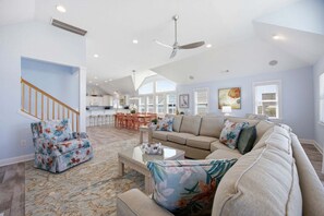 TV, fireplace, DVD player - Kinnakeet Shores home with private pool, hot tub, game room & ocean view (Avon)