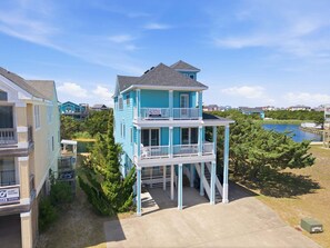Exterior - Kinnakeet Shores home with private pool, hot tub, game room & ocean view (Avon)