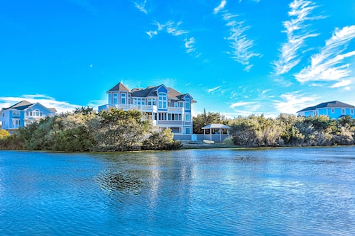 Waterfront home with theatre, private pool & hot tub - dog-friendly
