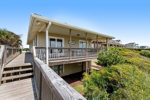 Exterior - Beachfront home with WiFi, patio, central AC & private washer/dryer (Holden Beach)