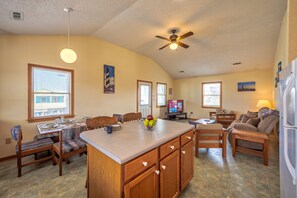 Interior - Dog-friendly home steps from the beach with deck, WiFi, AC & great location (Buxton)