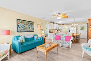 TV, DVD player, video library