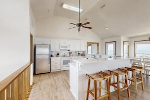 Fridge, microwave, oven, stovetop - Prime Time 222: Oceanfront w/outdoor pool, private hot tub, basketball (Avon)