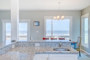 Interior - Beachfront home with direct beach access, outdoor shower, ocean views, AC (Topsail Beach)