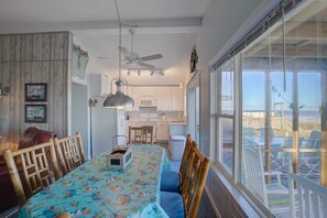 Dining - Beachfront home with ocean views, beach access, screened porch, deck, boardwalk (Topsail Beach)