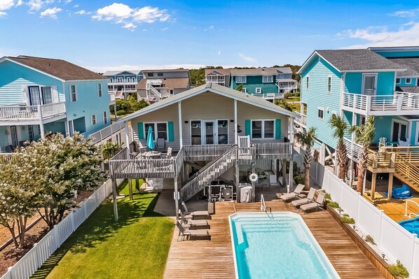 Exterior - Newly updated house with pool & 2 porches - short walk to private beach access (Holden Beach)