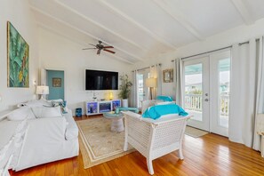 TV - Dog-friendly waterfront home with private boat dock and close to beach access (Holden Beach)