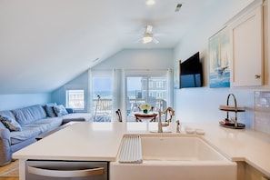 TV - Beach-view duplex with private beach, outdoor shower, pool & rec room (North Topsail Beach)