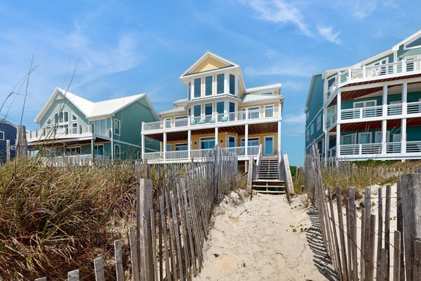 Exterior - Oceanfront, multi-level home with beach access, views, game room, & elevator (North Topsail Beach)