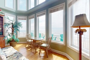 TV, fireplace, foosball, books - Oceanfront, multi-level home with beach access, views, game room, & elevator (North Topsail Beach)