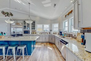 Fridge, microwave, oven, stovetop - Live Like Royalty in This 9-Bedroom Oceanfront Retreat (North Topsail Beach)