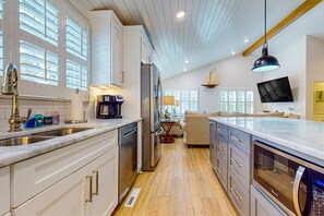 Fridge, microwave, oven, stovetop - Ocean Isle Hidden Retreat A&B: Dog-Friendly, Pool (Ocean Isle Beach)
