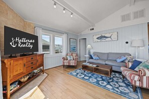 TV - Oceanfront home w/elevator, private hot tub, shared pool, beach access, & WiFi (Frisco)