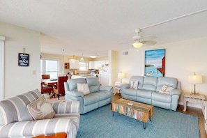 TV - Beachfront condo with ocean views, large balcony, washer/dryer, pool & tennis (North Topsail Beach)