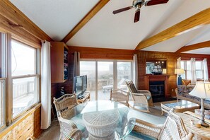 TV, fireplace, DVD player, table football