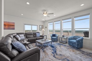 TV, foosball, stereo - Serene oceanfront home with private pool and hot tub with inlet views and beach (North Topsail Beach)