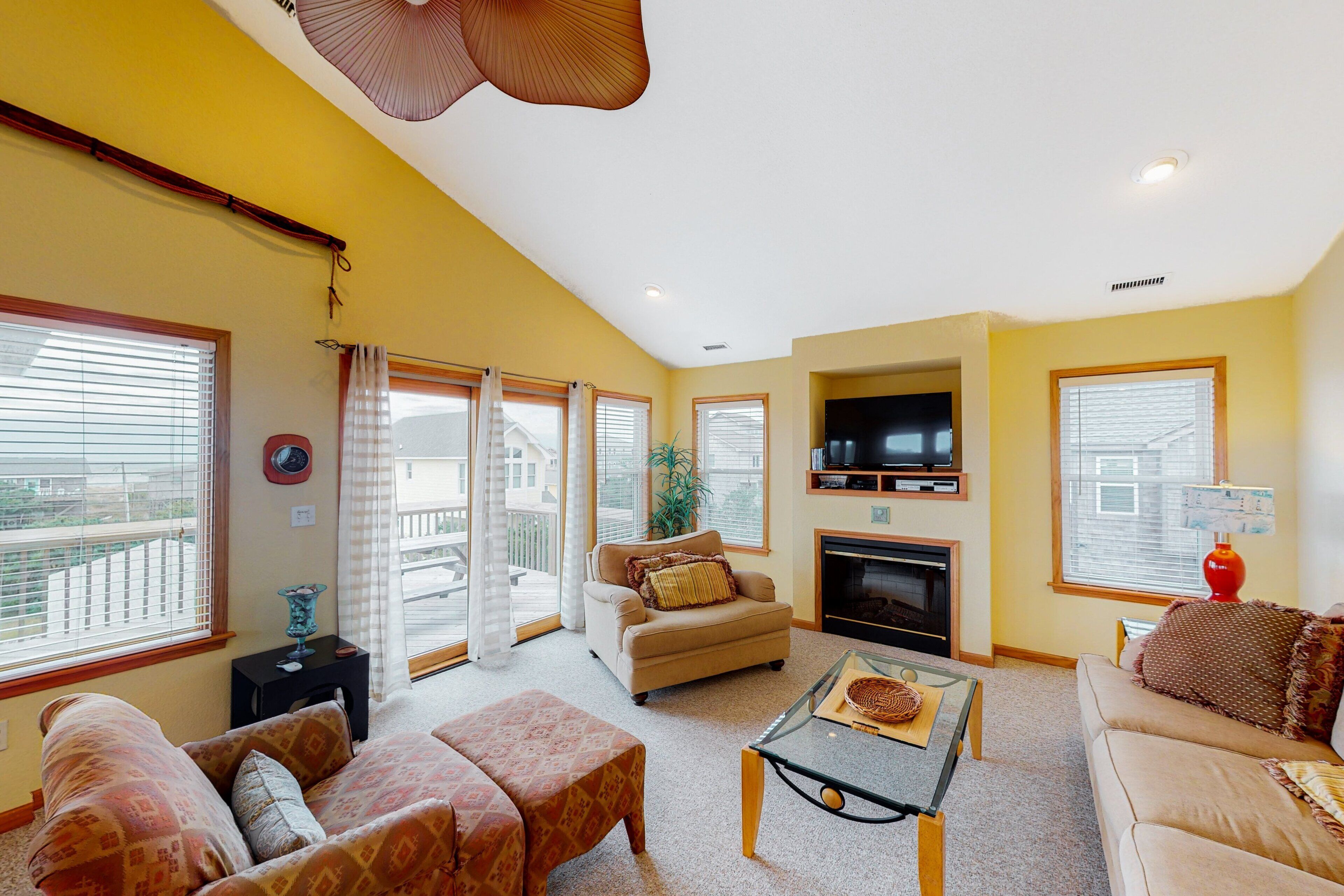 智能电视、壁炉、DVD 播放器