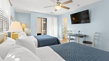 2 bedrooms, iron/ironing board, travel crib, internet