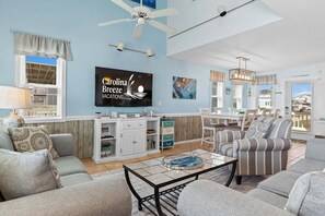 Smart TV, DVD player, video library - Barefeet Retreat: Oceanfront home with a Private Beach Access and Spacious Covered Porches (Holden Beach)