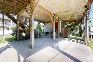 Terrace/patio - Ocean-view home with amazing sunset vista, pool access, steps to beach boardwalk (Avon)