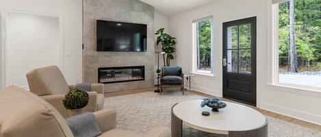 TV, fireplace