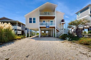 Exterior - Beachfront Home with Ocean-View Deck, Outdoor Shower, WiFi, AC & Washer/Dryer (Holden Beach)