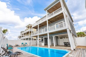 A heated pool - Sunny coastal escape with private pool, water views, & pool table - dog-friendly (Holden Beach)