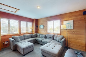 TV, fireplace, DVD player, video library