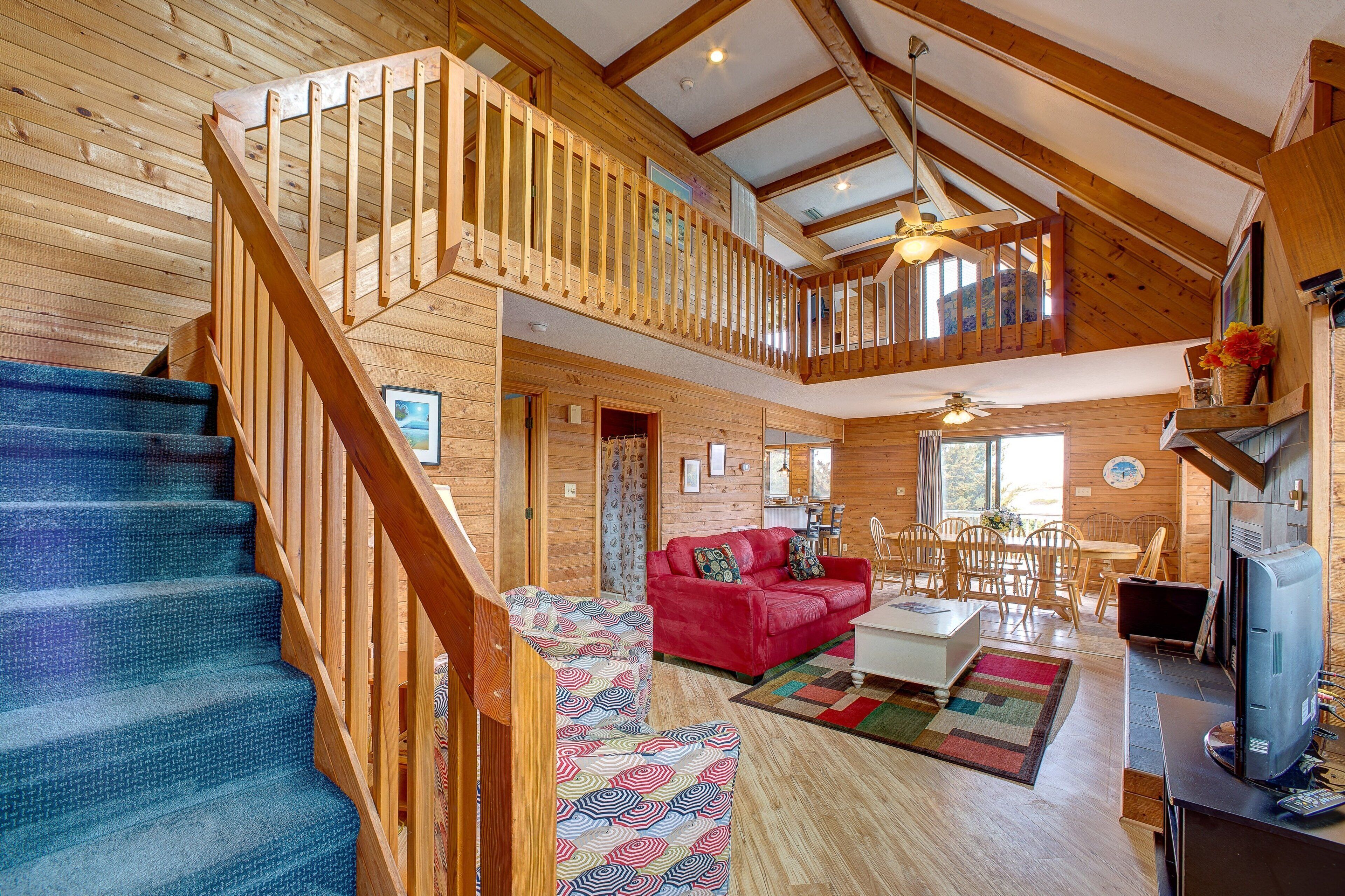 TV, fireplace, DVD player, video library