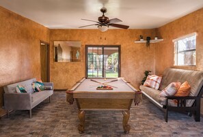 Game room - Backyard Bliss: Desert Escape, Pool table & Heated Pool! (Mesa)