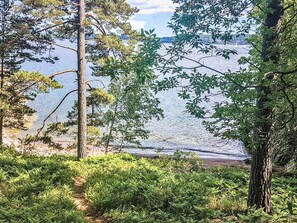 A natural landscape with a lake, trees, and a path leading to the water. - 4 Star Holiday Home in Stavsnas (Stavsnäs)