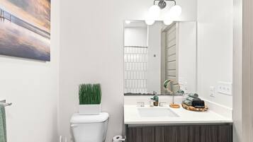 Huoneisto, kaupunkinäköala | Kylpyhuone | Suihkun ja ammeen yhdistelmä, ilmaiset hygieniatuotteet, pyyhkeet