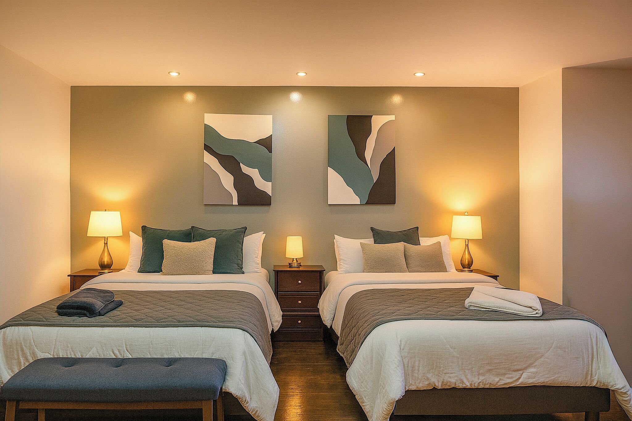 2 bedrooms, iron/ironing board, internet, bed sheets