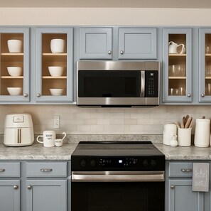 Microwave, oven, stovetop, dishwasher