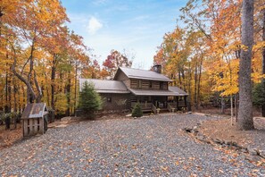 Exterior - Cabin Chateau at Big Tree | Dreamy Deck with Outdoor Fireplace | Hot Tub & Foosball (West Jefferson)