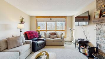 TV, lareira, DVD player, pebolim