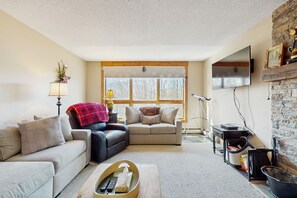 TV, lareira, DVD player, pebolim