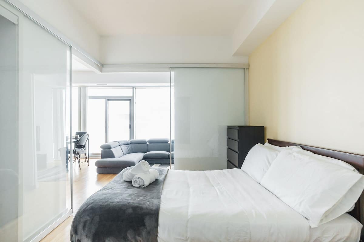 Standard Apartment | Laptop workspace, blackout drapes, soundproofing, iron/ironing board