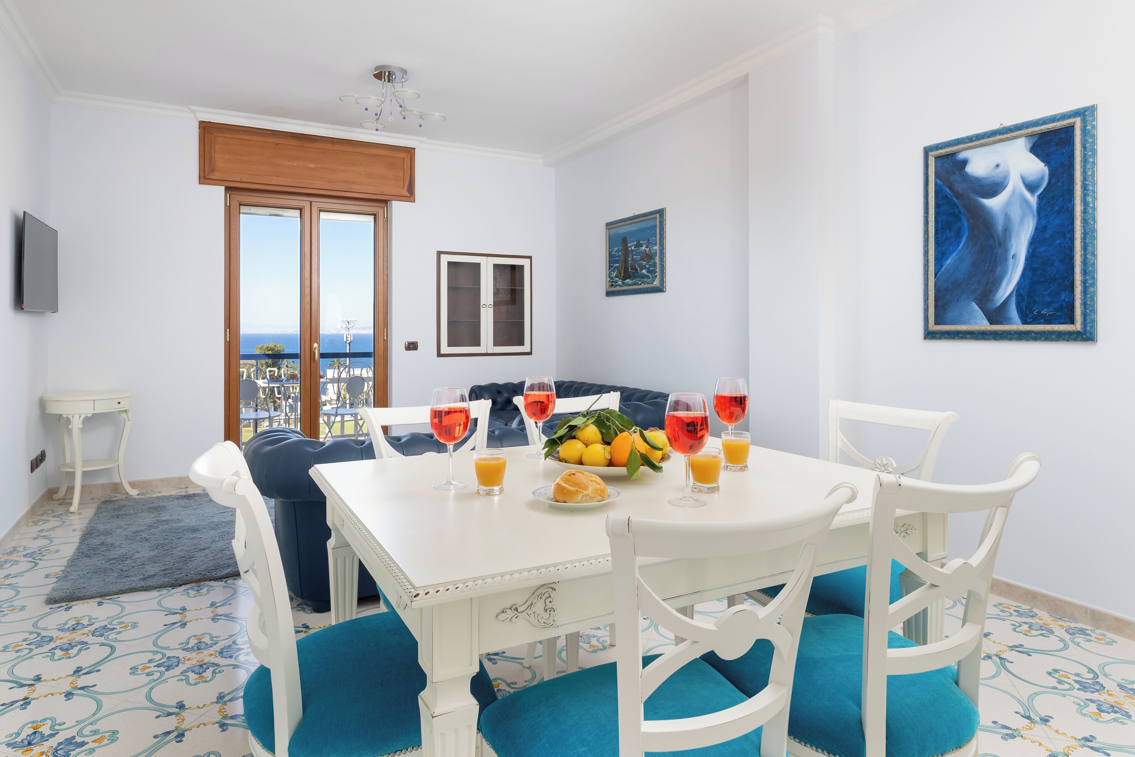 Panoramic-Apartment, Balkon, Meerblick | Esszimmer